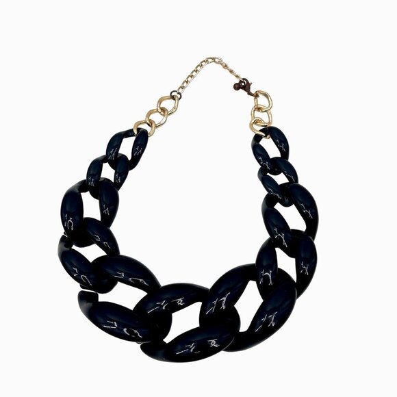 BLACK & GOLD LARGE CHUNKY CHAIN LINK ADJUSTABLE NECKLACE - Picture 2 of 5